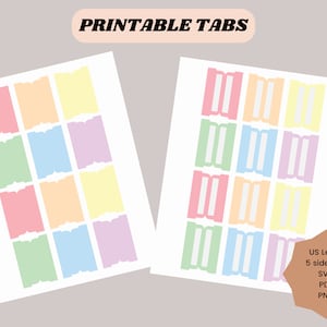 Printable tabs 5 side tabs/ Tab Template US Letter/ svg cut file planner journal tab/ Tab Dividers