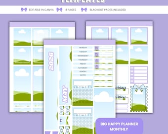 Happy Planner Sticker Template, Big Monthly Sticker Kit Canva