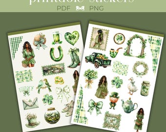 St.Patrick's Printable Stickers, Journal, Planner Stickers, Digital Download( PNG, PDF)