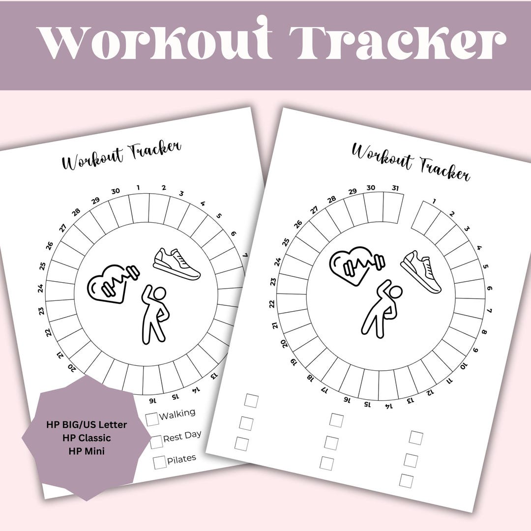 Monthly Workout Tracker: Printable Fitness Journal Insert (digital
