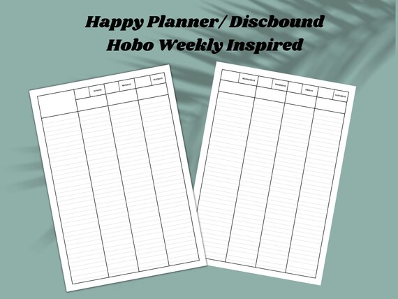 Happy Planner HOBO WEEKS PRINTABLE/ Weekly Planner Printable/ - Etsy