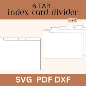 Plantilla divisora de tarjetas de índice 4 x 6, pestaña de tarjeta de índice SVG, organización de tarjetas de recetas, plantilla de tarjeta flash