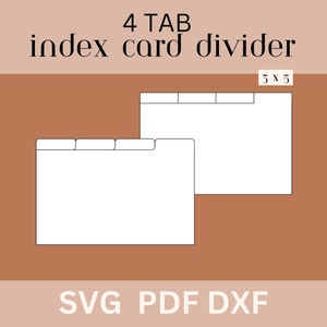 3 x 5 indexkaartverdelersjabloon, indexkaarttabblad SVG, receptkaartorganisatie, flashkaartsjabloon
