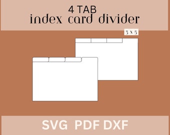 4 X 6 Index Card Divider Template, Index Card Tab SVG, Recipe Card ...