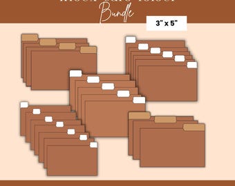 3 x 5 Index Card Folder Template Bundle, 3 tab, 4 tab, 5 tab, 6 tab and 7 tab folder, PNG,SVG,PDF