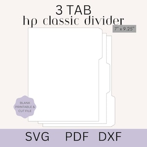 Happy Planner Divider Template, 3 Tab Divider SVG, Divider PDF, Printable Planner Divider