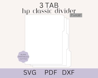 Happy Planner Divider Template, 3 Tab Divider SVG, Divider PDF, Printable Planner Divider