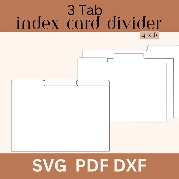 4 x 6 Index Card Divider Template, Index Card Tab SVG, Recipe Card Organization, Flash Card Template