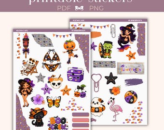 Summerween Planner Stickers, Journal Stickers, Printable PNG/ PDF