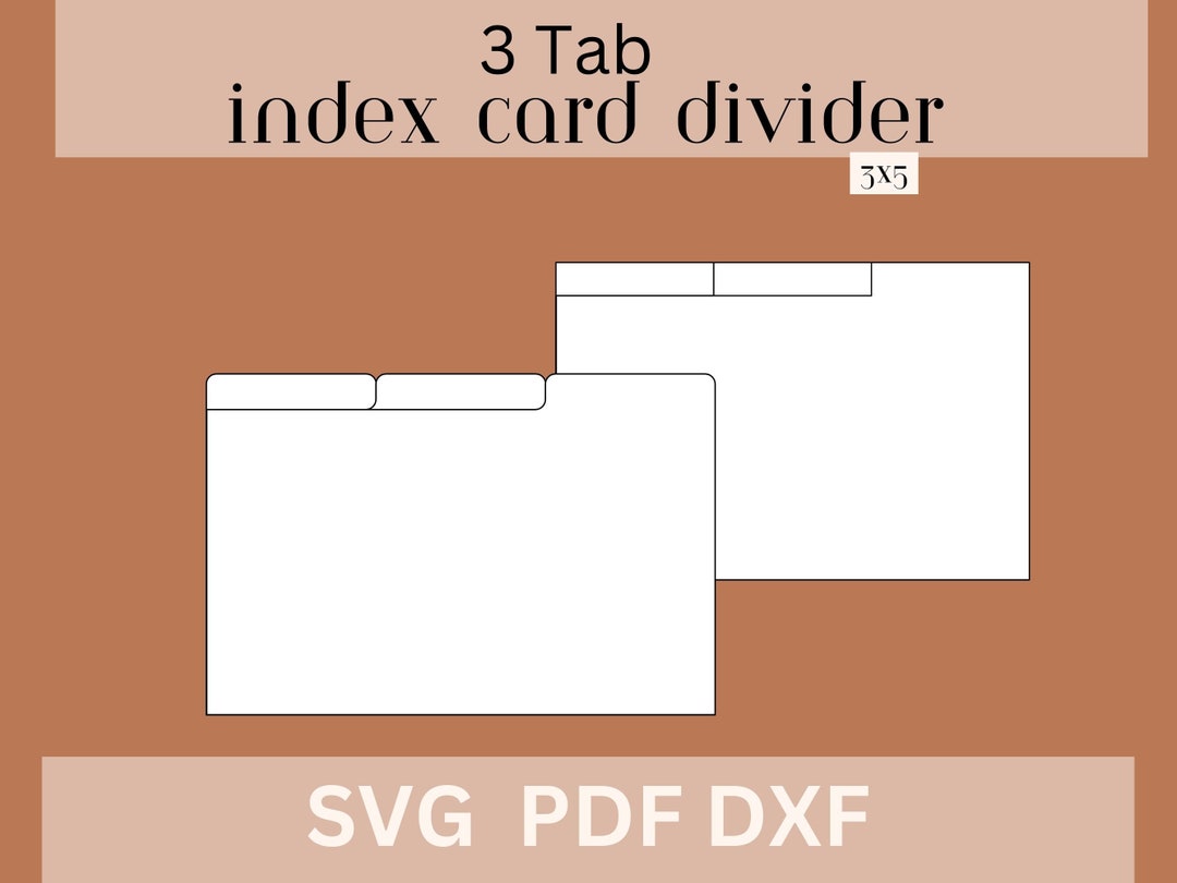 3 X 5 Index Card Divider Template, Index Card Tab SVG, Recipe Card