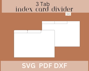 3 x 5 indexkaartverdelersjabloon, indexkaarttabblad SVG, receptkaartorganisatie, flashkaartsjabloon