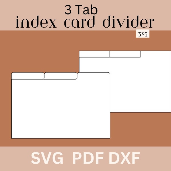 3 x 5 Index Card Divider Template, Index Card Tab SVG, Recipe Card Organization, Flash Card Template
