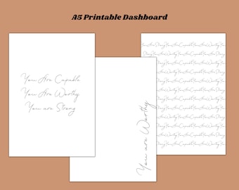 IAM INSPIRATIONAL A5 Planner Dashboard, printable dashboard, a5 planner cover