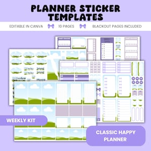 Happy Planner Weekly Sticker Template, Canva Template, Planner Stickers