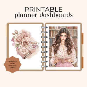 Februar Valentinstag Lesen druckbare Dashboard, Happy Planner druckbare, HP Big, Hp Mini, Planer Zubehör, Planer Deco, Deckblatt