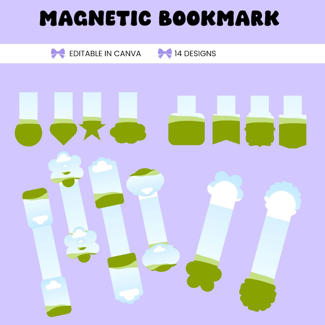 Magnetic Bookmark Canva Template, Bookmark SVG, Bookmark Template, Book ...