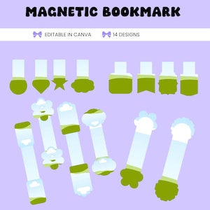 Magnetic Bookmark Canva Template, Bookmark SVG, Bookmark Template, Book Club Gift, Custom bookmark