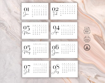 2027 Monthly Calendars, Printable PDF, Monday/ Sunday Start, Planner Cards