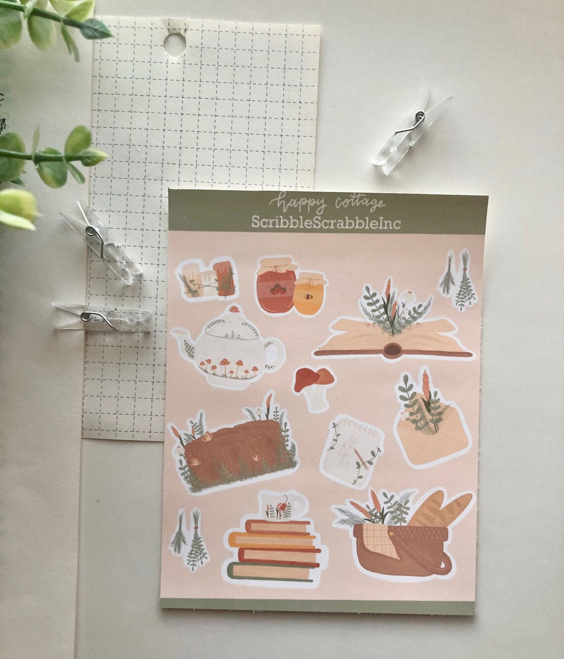Happy Cottage Sticker Sheet | Etsy