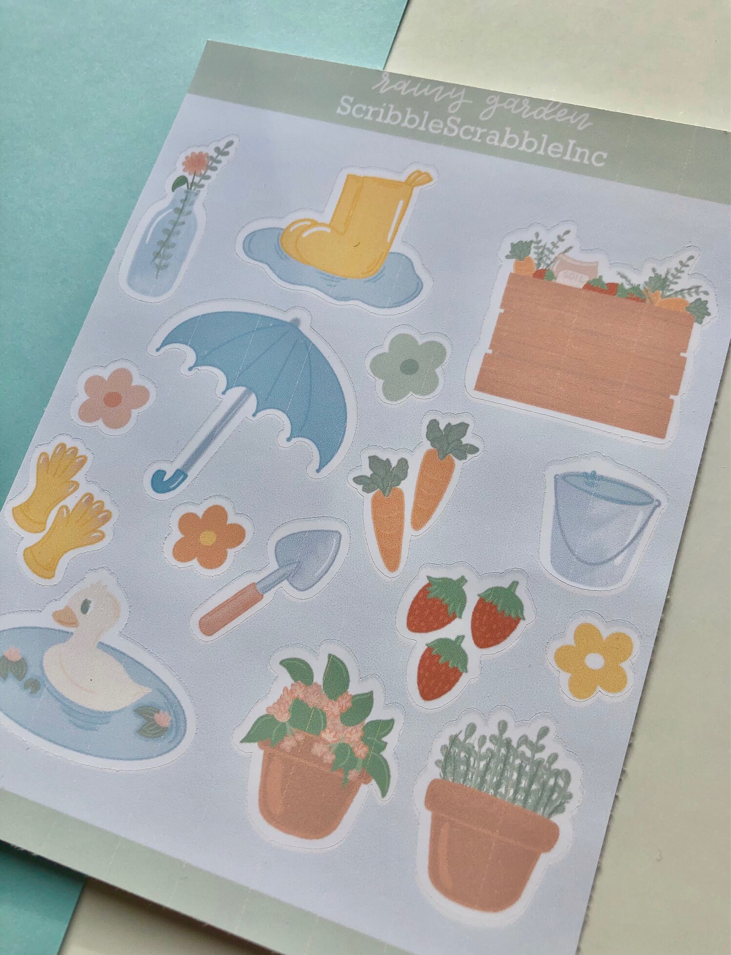 Rainy Garden Sticker Sheet 4.5 in by 6 in | Etsy