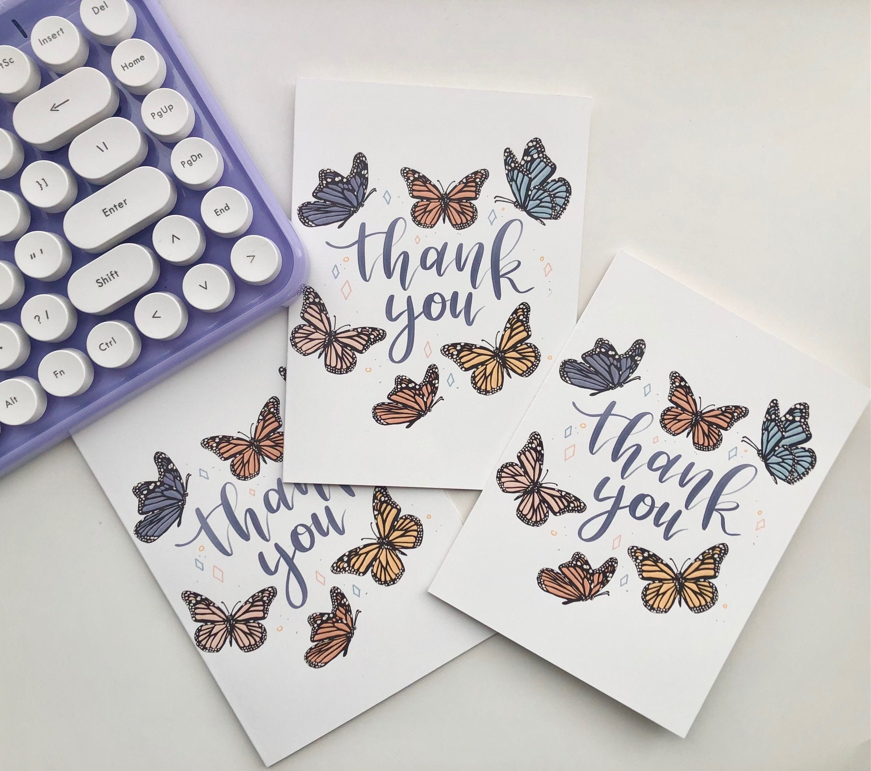 Thank You Butterflies Blank Greeting Card Set | Etsy