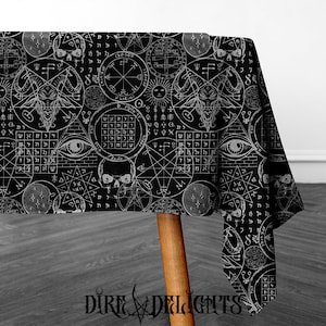 Satanic Tablecloth, Demonic Tablecloth,Metal Rock Room Decor,Demons Tablecloth, Goth Tablecloth, Gothic Tablecloth,Satan Sigil Tablecloth