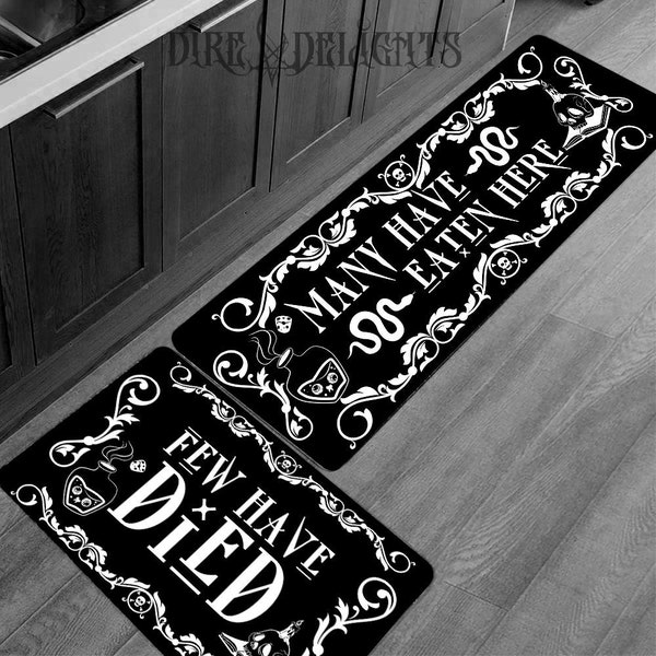 Goth 2 Piece Kitchen Mat, Many Have Eaten Here Few Have Died Rug, Halloween Mat, Gothic Witchy Kitchen Carpet,Goth Witch Home Decor