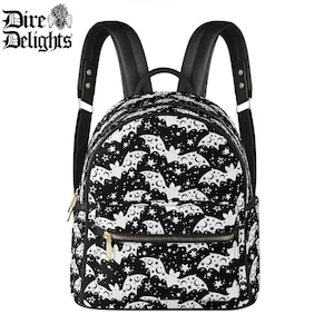 Celestial Backpack PU Leather, Starry Bats Gothic Punk Rocker Backpack, School Backpack, Travel Backpack, Wicca Bag,Witch Bag,Emo Backpack