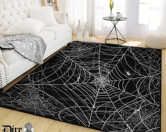 Goth Spiderweb Mat, Pink Goth Spider Web Big Rectangular Rug,Kawaii Gothcore Carpet, Gothic Witch Decor, Goth Multiple Size Rug, Halloween