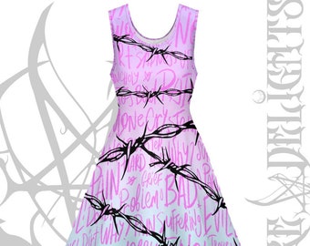Painful Thorns Pastel Goth XS-5XL Dress, Gothic Dress Goth Punk Rock Dress,Witchy Dress,Gothic Sexy Dress,Emo Dress,Emo Corpse Summer Dress