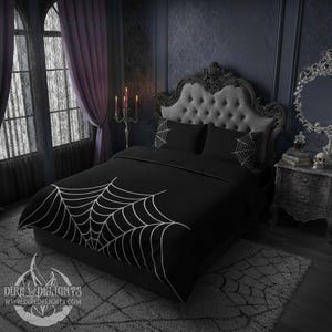 Spider Web 4 Piece Bedding Set,Halloween Spiderweb Bedding, Witchcraft,Witchy Duvet Cover Pillow Cases,Happy Halloween Bed