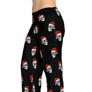 Gothic Death Santa Unisex Pants, Skull Christmas Pajama Pants, Gothic Pajamas, Christmas Gothic Gift, Dark Santa Xmas, Witch Christmas Gift