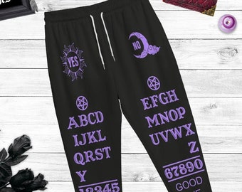 Ouija Unisex Pants, Ouija Joggers,Witchy Pants,Ouija Board Purple Pants,Spirit Board Joggers,Goth Occult Pants,Mysticism Symbols Joggers