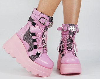 pink punk boots