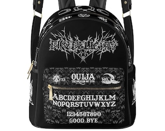 Gothic Backpack PU Leather, Ouija Gothic Punk Rocker Backpack, School Backpack, Runes Bag, Travel Backpack, Wicca Bag,Witch Bag,Emo Backpack