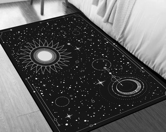 Celestial Starry Night Sky Rug, Witch Room Decor,Tarot Floor Mat, Goth Room Decor, Gothic Big Rug, Starry Night Sky Rug, Mystic Sky Mat