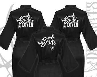 Gothic Bachelorette Robes,Bride, Bride&#39;s Coven,Alternative Bride Robe,Bridesmaid Robe,Gothic Wedding Kimono, Goth Team Bride