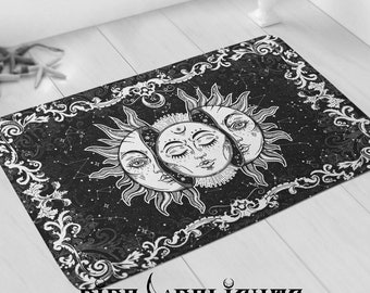 Celestial Sun Door Mat, Gothic Doormat, Goth Witchy Door Mat,Witch Home Decor,Gothic Rug,Witch Doormat, Wiccan, Sun Phases, Acestral Sky
