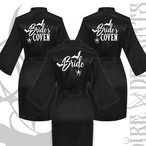 Gothic Bachelorette Robes,Bride, Bride&#39;s Coven,Alternative Bride Robe,Bridesmaid Robe,Gothic Wedding Kimono, Goth Team Bride