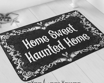 Funeral Home Sweet Haunted Home Door Mat, Gothic Doormat, Goth Witchy Door Mat,Witch Home Decor, Dark Rug, Gothic Rug,Witch Cemetery Doormat
