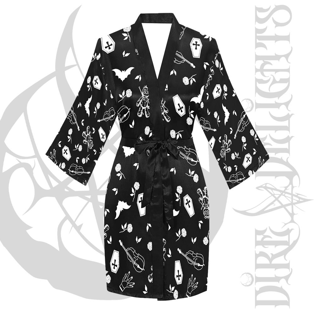 Goth Witchy Kimono Robe,bath Robe,gothic Ghosts Witchy Bath Accessories ...