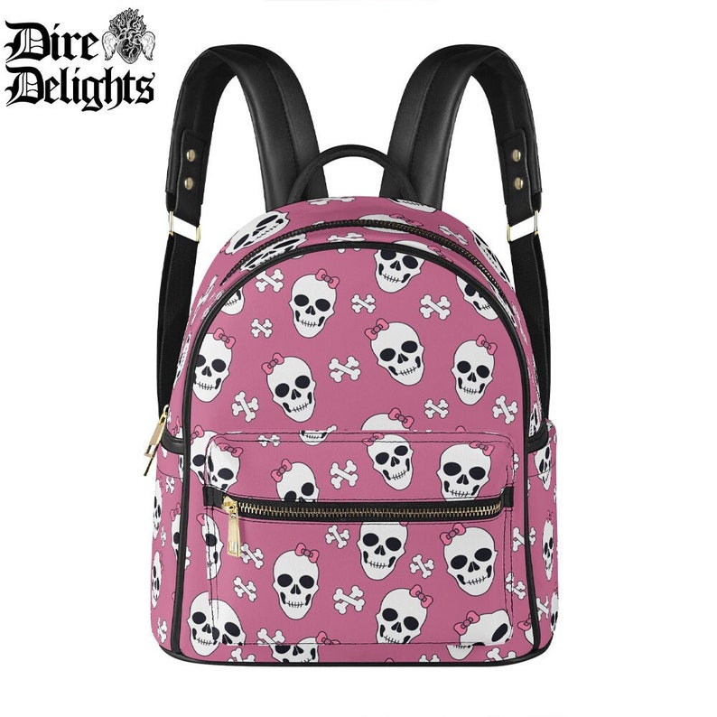 Vampire Backpack Clips Kawaii Pastel Goth Backpack PU Leather, Girly Skulls and Bones Gothic ...
