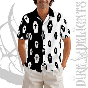 Black and White Coffin Shirt,Two Tone Coffin Man Shirt,Alternative Gothic Shirt,Summer Shirt,Coffin Split Shirt
