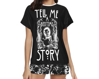 Goth Horror Pajama Set,Demonic Cotton Pajama T-shirt & Pants,Punk Emo Goth Pajama,Hail Satan,Horror Story,Skull Pajama,Gothic Witchy Pajama