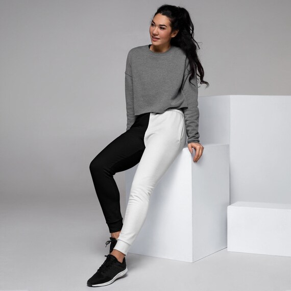 Goth Contrasting Two Tone Pants Black 