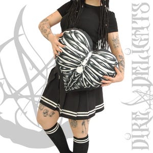 Gothic Heart Pillow, Skeleton Torax Heart Shape Pillow,Gothic Home Decor, Romantic Goth, Valentine&#39;s Day Goth Gift, Bones Pillow, Witch Room