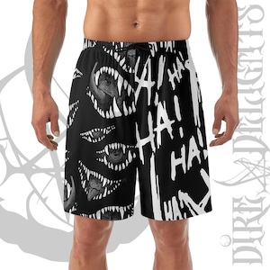 Madness Shorts, Goth Lightweight Beach Shorts,Gothic Shorts,Gothcore,Punk Shorts,Gothic Man Pants, Gothic Swimwear,Goth Summer,Alternative