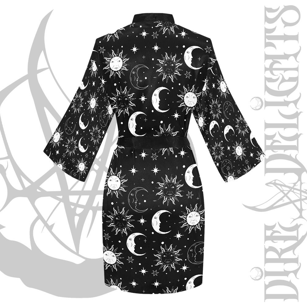 Goth Celestial Robe,sun Moon Kimono Robe,bath Robe,gothic Starry Night ...