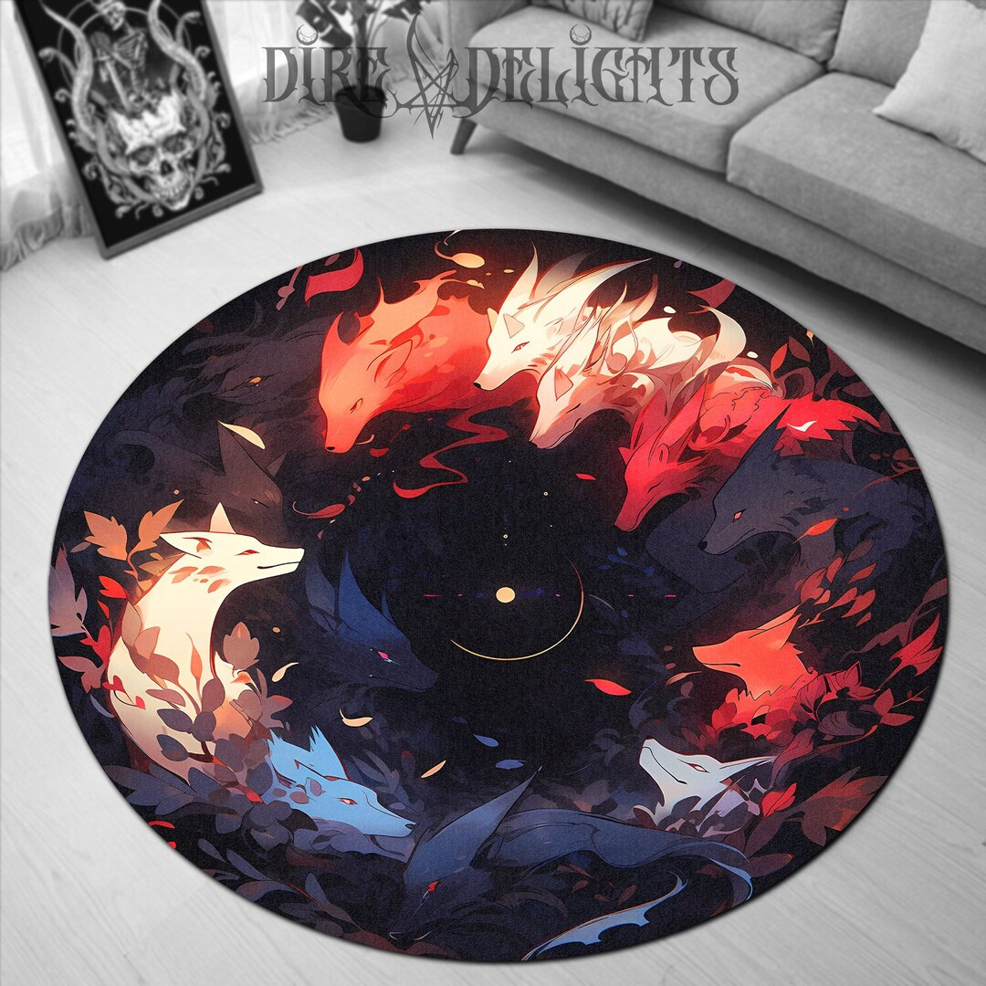 Deviantart Wolf Rug Ethereal Wolf Pack Round Rug, Anime Wolf Spirit Floor Mat, Mystical ...