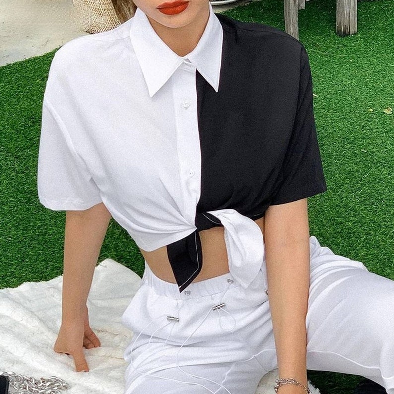 Women S Cropped Half Black Half White Dual Tone Shirt Contrast Two Tone Top Black And White Goth Shirt Crop Tops Clothing Drv Rennrutschen Com Women S Cropped Half Black Half White Dual Tone Shirt Contrast Two Tone Top Black And White Goth Shirt Crop Tops Clothing Drv Rennrutschen Com